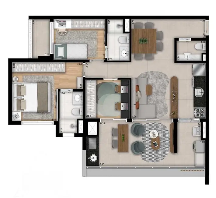 Apartamento com 2 quartos à venda, 64m2 em Campo Belo, São Paulo - SP - imagem 8 Foto 8 de Apartamento com 2 quartos à venda, 64m2 em Campo Belo, São Paulo - SP