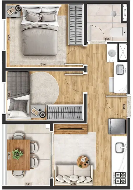 Apartamento com 2 quartos à venda, 47m2 em Itaquera, São Paulo - SP - imagem 4 Foto 4 de Apartamento com 2 quartos à venda, 47m2 em Itaquera, São Paulo - SP