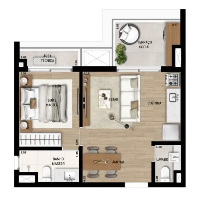 Apartamento com 1 quarto à venda, 44m2 em Higienópolis, São Paulo - SP - imagem 4 Foto 4 de Apartamento com 1 quarto à venda, 44m2 em Higienópolis, São Paulo - SP