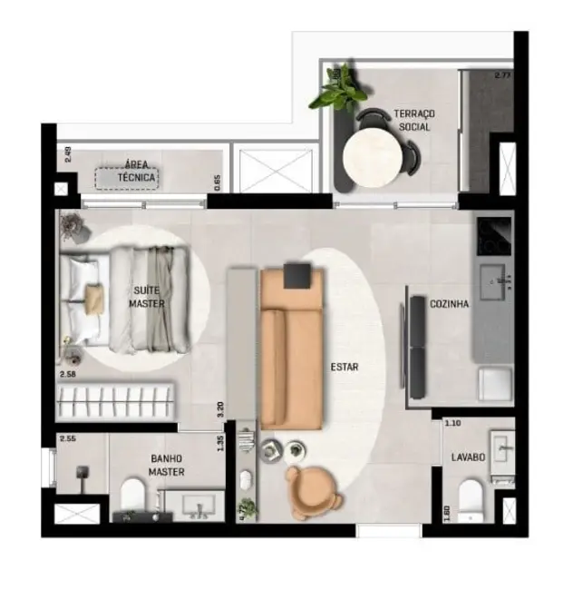 Apartamento com 1 quarto à venda, 44m2 em Higienópolis, São Paulo - SP - imagem 3 Foto 3 de Apartamento com 1 quarto à venda, 44m2 em Higienópolis, São Paulo - SP
