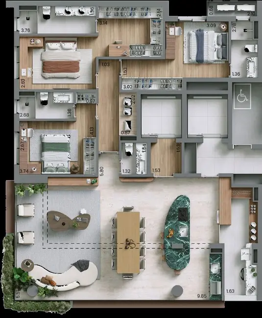 Apartamento com 3 quartos à venda, 150m2 em Campo Belo, São Paulo - SP - imagem 4 Foto 4 de Apartamento com 3 quartos à venda, 150m2 em Campo Belo, São Paulo - SP