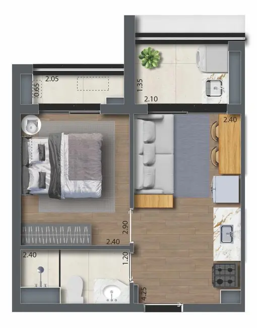 Foto 2 de Apartamento com 1 quarto à venda, 32m2 em Vila da Saúde, São Paulo - SP
