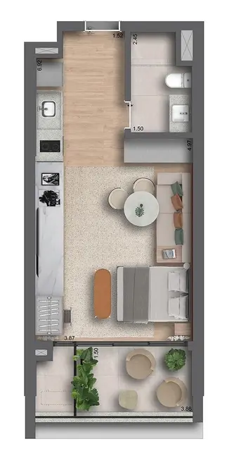 Kitnet com 1 quarto à venda, 41m2 em Brooklin Paulista, São Paulo - SP - imagem 5 Foto 5 de Kitnet com 1 quarto à venda, 41m2 em Brooklin Paulista, São Paulo - SP