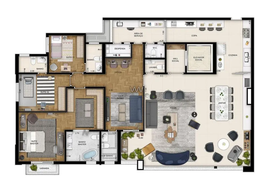 Apartamento com 4 quartos à venda, 211m2 em Morumbi, São Paulo - SP - imagem 8 Foto 8 de Apartamento com 4 quartos à venda, 211m2 em Morumbi, São Paulo - SP