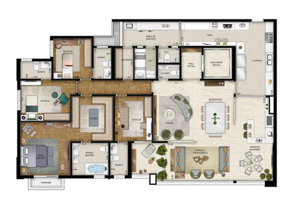 Apartamento com 4 quartos à venda, 211m2 em Morumbi, São Paulo - SP - imagem 4 Foto 4 de Apartamento com 4 quartos à venda, 211m2 em Morumbi, São Paulo - SP