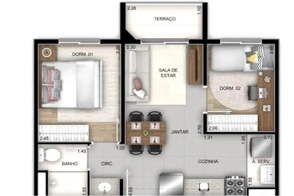 Apartamento com 2 quartos à venda, 37m2 em Jardim Campo Grande, São Paulo - SP - imagem 3 Foto 3 de Apartamento com 2 quartos à venda, 37m2 em Jardim Campo Grande, São Paulo - SP