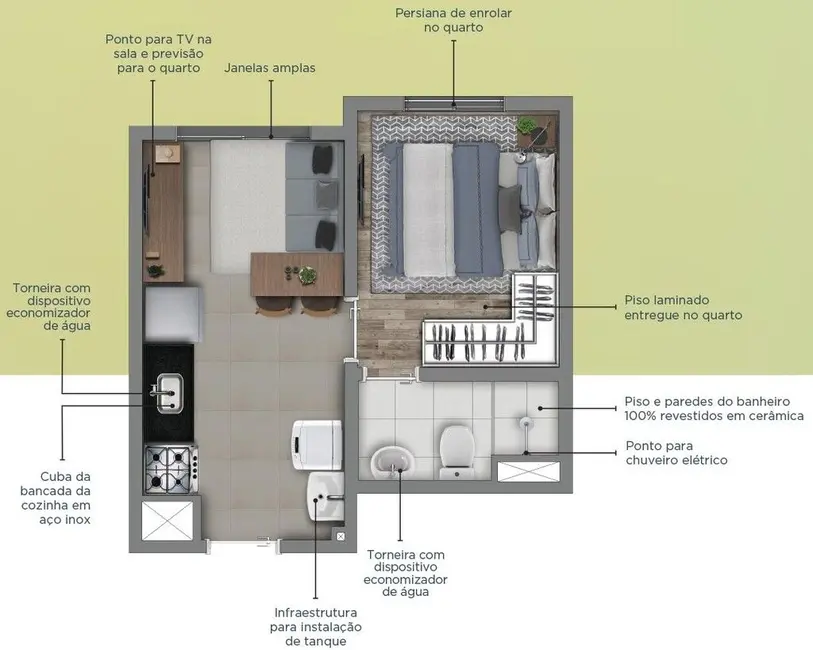Foto 3 de Apartamento com 2 quartos à venda, 33m2 em Mooca, São Paulo - SP