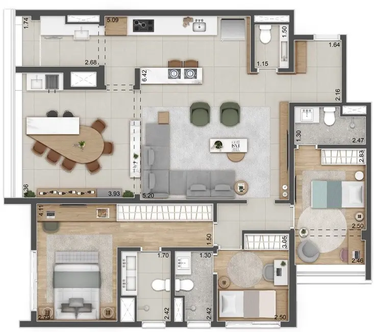 Apartamento com 3 quartos à venda, 129m2 em Santo Amaro, São Paulo - SP - imagem 2 Foto 2 de Apartamento com 3 quartos à venda, 129m2 em Santo Amaro, São Paulo - SP