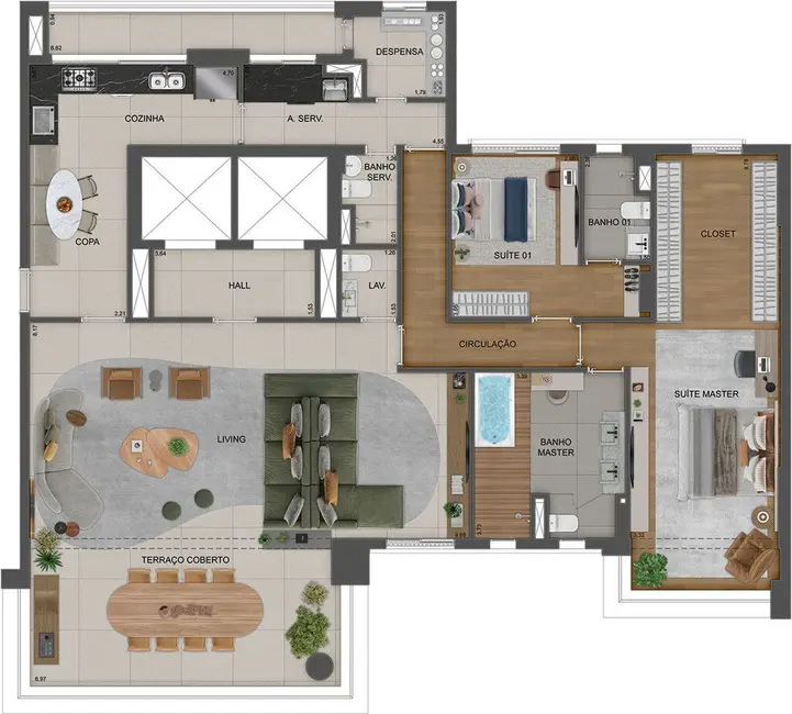 Apartamento com 3 quartos à venda, 215m2 em Moema, São Paulo - SP - imagem 4 Foto 4 de Apartamento com 3 quartos à venda, 215m2 em Moema, São Paulo - SP