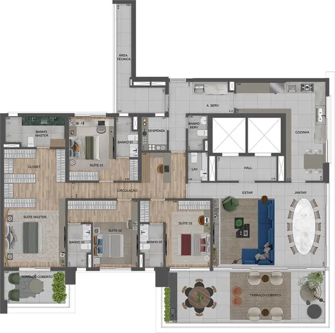 Apartamento com 3 quartos à venda, 215m2 em Moema, São Paulo - SP - imagem 7 Foto 7 de Apartamento com 3 quartos à venda, 215m2 em Moema, São Paulo - SP