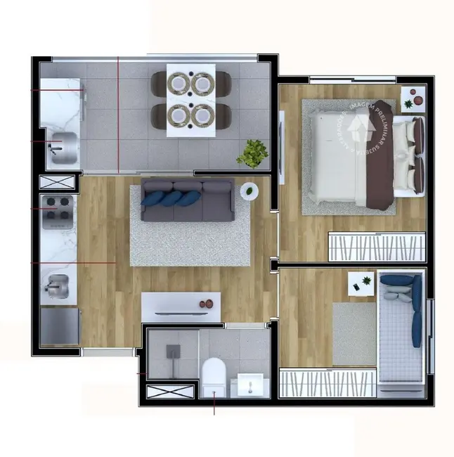 Foto 2 de Apartamento com 2 quartos à venda, 35m2 em Parque do Carmo, São Paulo - SP