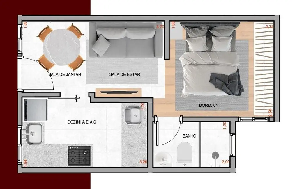Foto 2 de Apartamento com 1 quarto à venda, 30m2 em Vila Carrão, São Paulo - SP