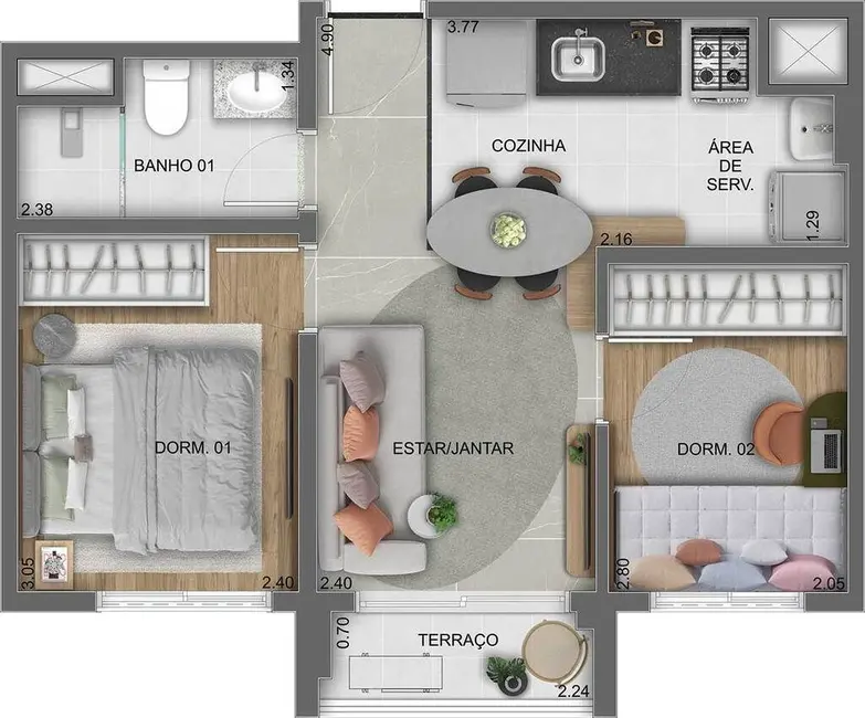Apartamento com 2 quartos à venda, 38m2 em Vila Prudente, São Paulo - SP - imagem 5 Foto 5 de Apartamento com 2 quartos à venda, 38m2 em Vila Prudente, São Paulo - SP