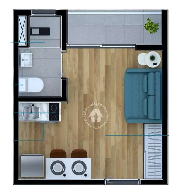 Foto 2 de Kitnet com 1 quarto à venda, 18m2 em Vila Ema, São Paulo - SP