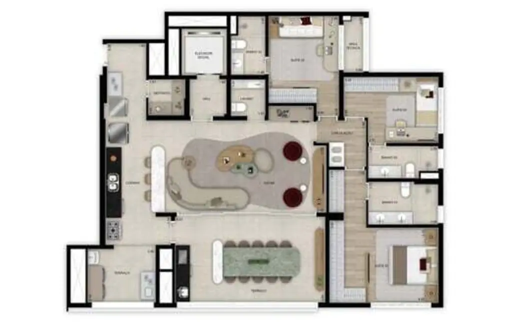 Apartamento com 4 quartos à venda, 221m2 em Pinheiros, São Paulo - SP - imagem 6 Foto 6 de Apartamento com 4 quartos à venda, 221m2 em Pinheiros, São Paulo - SP