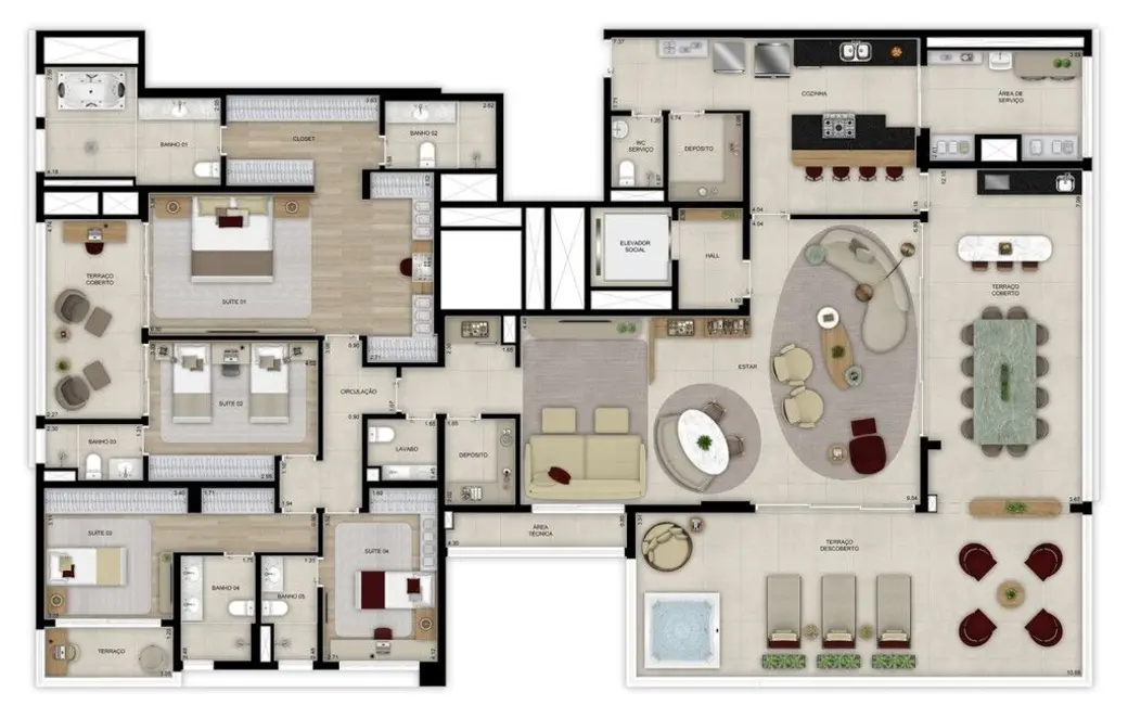 Apartamento com 4 quartos à venda, 221m2 em Pinheiros, São Paulo - SP - imagem 7 Foto 7 de Apartamento com 4 quartos à venda, 221m2 em Pinheiros, São Paulo - SP
