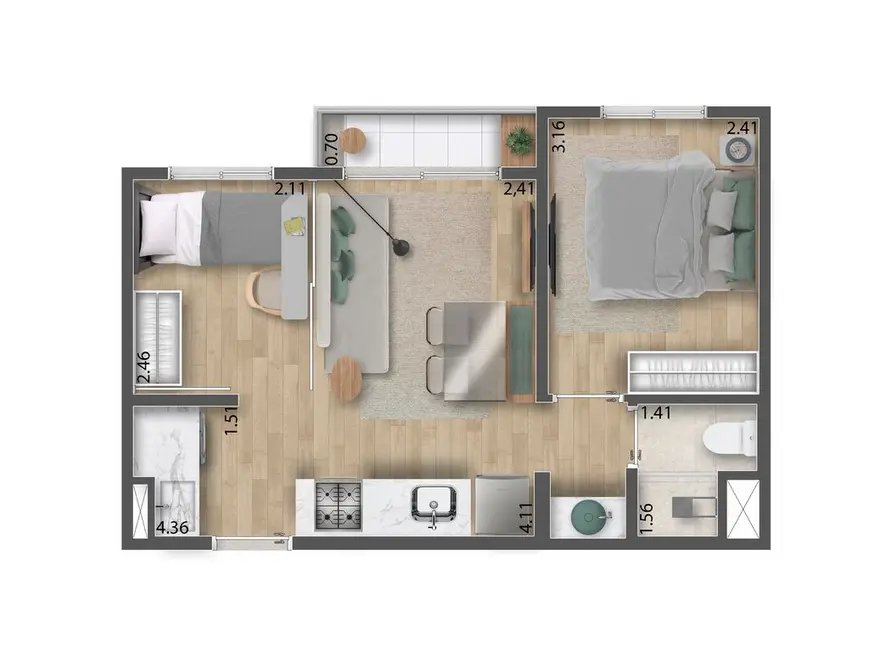 Foto 4 de Apartamento com 2 quartos à venda, 35m2 em Lapa de Baixo, São Paulo - SP