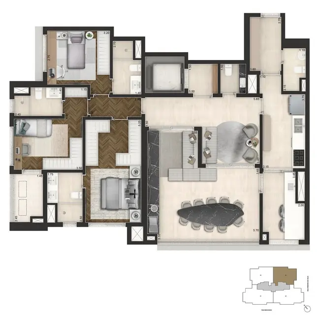 Apartamento com 3 quartos à venda, 186m2 em Brooklin Novo, São Paulo - SP - imagem 2 Foto 2 de Apartamento com 3 quartos à venda, 186m2 em Brooklin Novo, São Paulo - SP