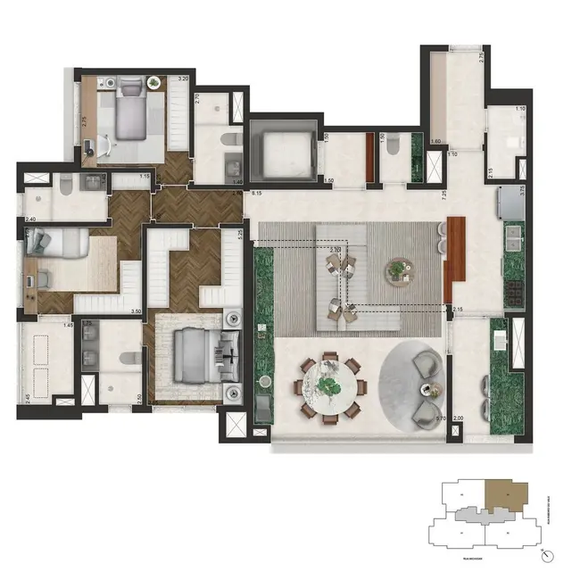 Apartamento com 3 quartos à venda, 186m2 em Brooklin Novo, São Paulo - SP - imagem 5 Foto 5 de Apartamento com 3 quartos à venda, 186m2 em Brooklin Novo, São Paulo - SP