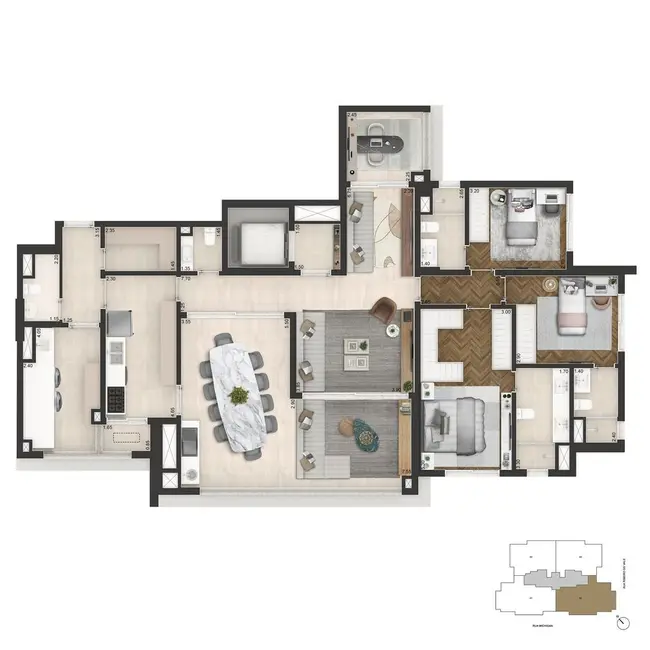 Apartamento com 3 quartos à venda, 186m2 em Brooklin Novo, São Paulo - SP - imagem 6 Foto 6 de Apartamento com 3 quartos à venda, 186m2 em Brooklin Novo, São Paulo - SP