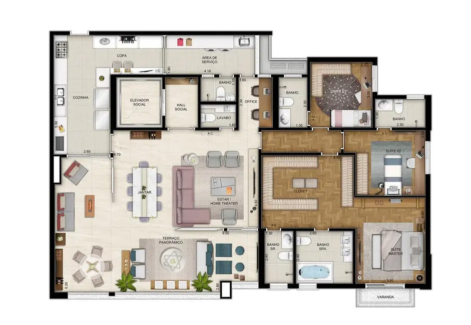Apartamento com 4 quartos à venda, 211m2 em Morumbi, São Paulo - SP - imagem 7 Foto 7 de Apartamento com 4 quartos à venda, 211m2 em Morumbi, São Paulo - SP