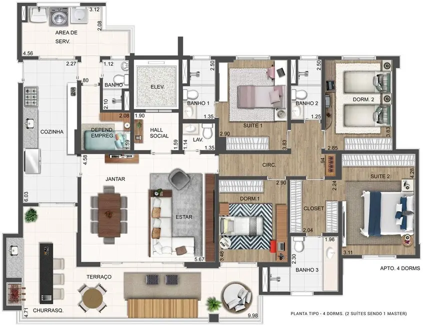 Apartamento com 4 quartos à venda, 183m2 em Santana, São Paulo - SP - imagem 2 Foto 2 de Apartamento com 4 quartos à venda, 183m2 em Santana, São Paulo - SP