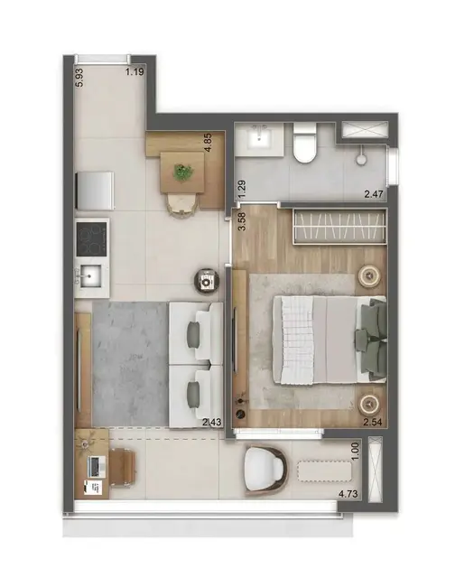 Kitnet com 1 quarto à venda, 23m2 em Indianópolis, São Paulo - SP - imagem 2 Foto 2 de Kitnet com 1 quarto à venda, 23m2 em Indianópolis, São Paulo - SP
