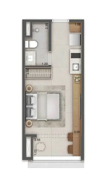 Kitnet com 1 quarto à venda, 23m2 em Indianópolis, São Paulo - SP - imagem 3 Foto 3 de Kitnet com 1 quarto à venda, 23m2 em Indianópolis, São Paulo - SP