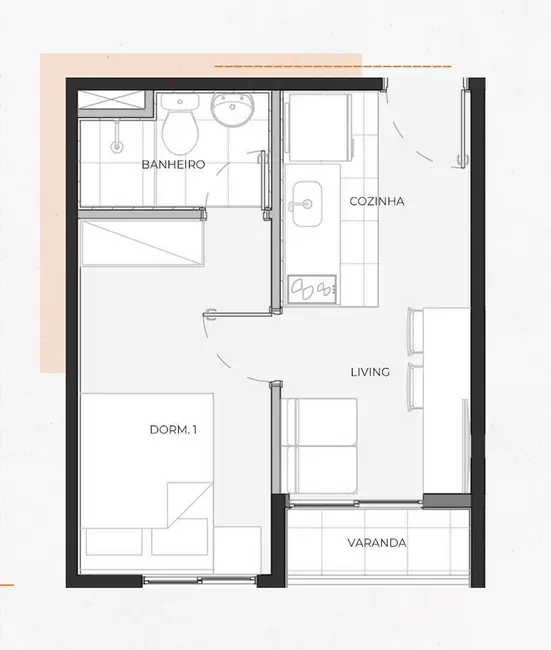 Apartamento com 2 quartos à venda, 30m2 em Bela Vista, São Paulo - SP - imagem 2 Foto 2 de Apartamento com 2 quartos à venda, 30m2 em Bela Vista, São Paulo - SP
