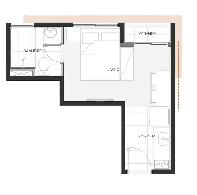 Apartamento com 1 quarto à venda, 19m2 em Bela Vista, São Paulo - SP - imagem 5 Foto 5 de Apartamento com 1 quarto à venda, 19m2 em Bela Vista, São Paulo - SP