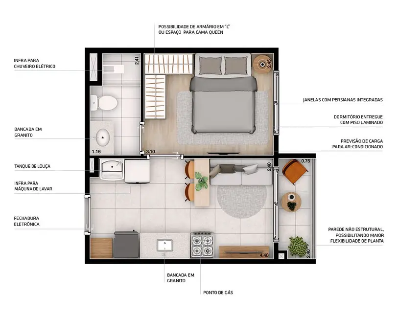 Apartamento com 1 quarto à venda, 26m2 em Vila Sônia, São Paulo - SP - imagem 3 Foto 3 de Apartamento com 1 quarto à venda, 26m2 em Vila Sônia, São Paulo - SP