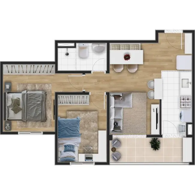 Apartamento com 2 quartos à venda, 52m2 em Campinas - SP - imagem 3 Foto 3 de Apartamento com 2 quartos à venda, 52m2 em Campinas - SP