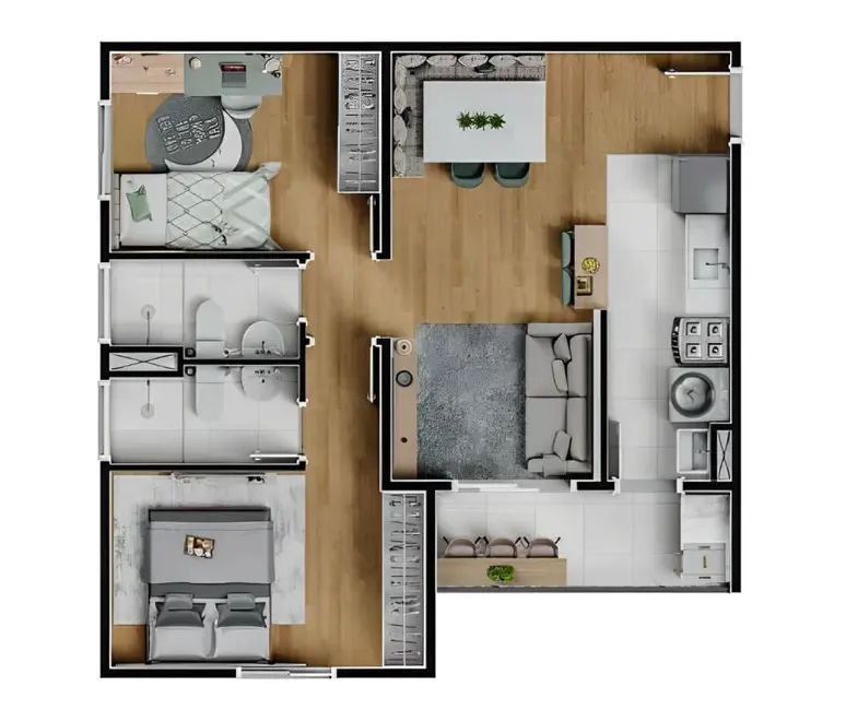 Foto 2 de Apartamento com 2 quartos à venda, 56m2 em São Bernardo, Campinas - SP