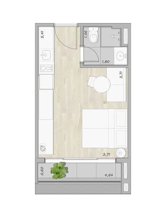 Kitnet com 1 quarto à venda, 27m2 em Moema, São Paulo - SP - imagem 5 Foto 5 de Kitnet com 1 quarto à venda, 27m2 em Moema, São Paulo - SP