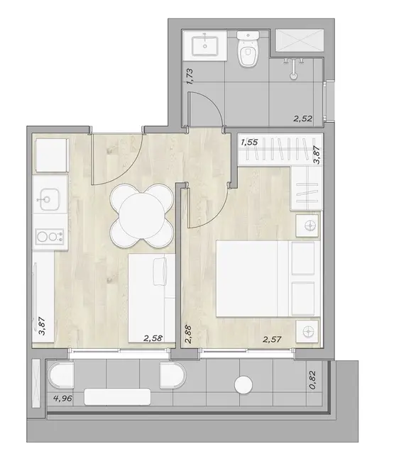 Kitnet com 1 quarto à venda, 27m2 em Moema, São Paulo - SP - imagem 3 Foto 3 de Kitnet com 1 quarto à venda, 27m2 em Moema, São Paulo - SP