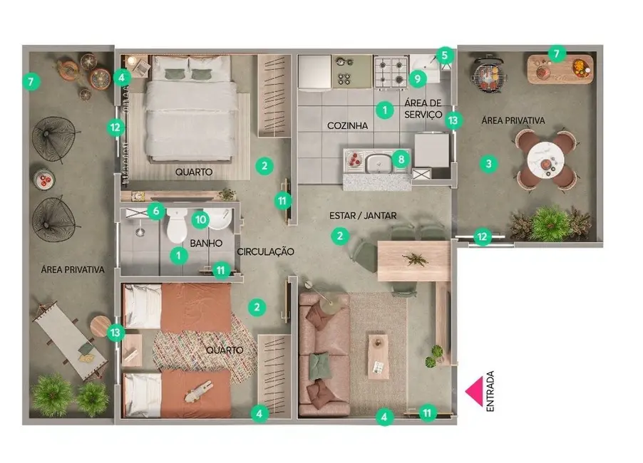 Foto 3 de Apartamento com 2 quartos à venda, 47m2 em Jardim Santa Inês, Suzano - SP