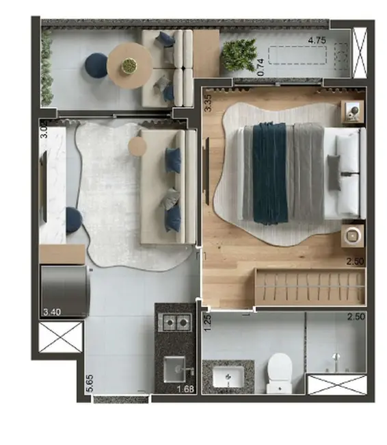 Apartamento com 1 quarto à venda, 29m2 em Chácara Santo Antônio (Zona Sul), São Paulo - SP - imagem 3 Foto 3 de Apartamento com 1 quarto à venda, 29m2 em Chácara Santo Antônio (Zona Sul), São Paulo - SP