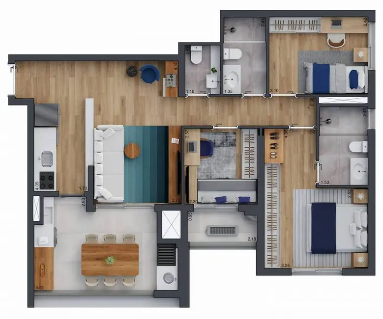 Apartamento com 2 quartos à venda, 109m2 em Brooklin Paulista, São Paulo - SP - imagem 7 Foto 7 de Apartamento com 2 quartos à venda, 109m2 em Brooklin Paulista, São Paulo - SP