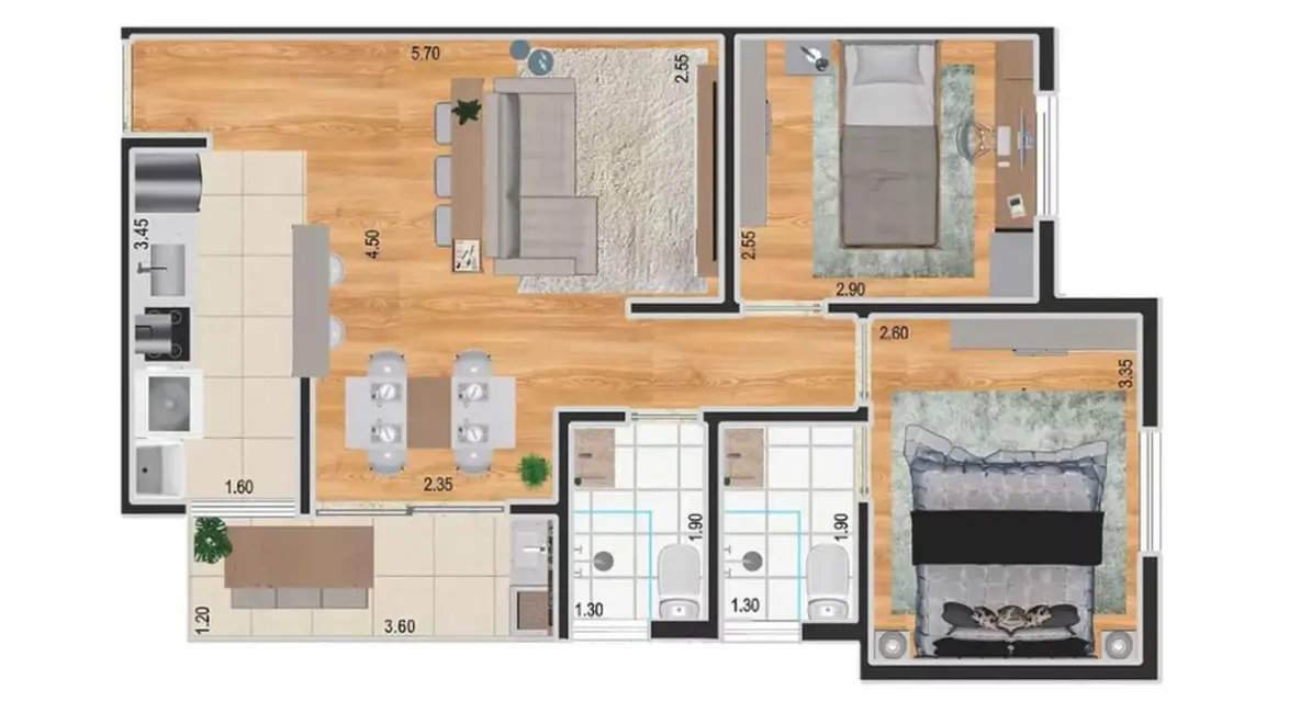 Foto 6 de Apartamento com 2 quartos à venda, 54m2 em Vila Metalúrgica, Santo Andre - SP