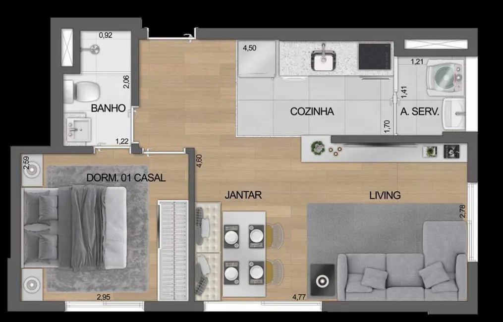Apartamento com 2 quartos à venda, 38m2 em Moema, São Paulo - SP - imagem 4 Foto 4 de Apartamento com 2 quartos à venda, 38m2 em Moema, São Paulo - SP
