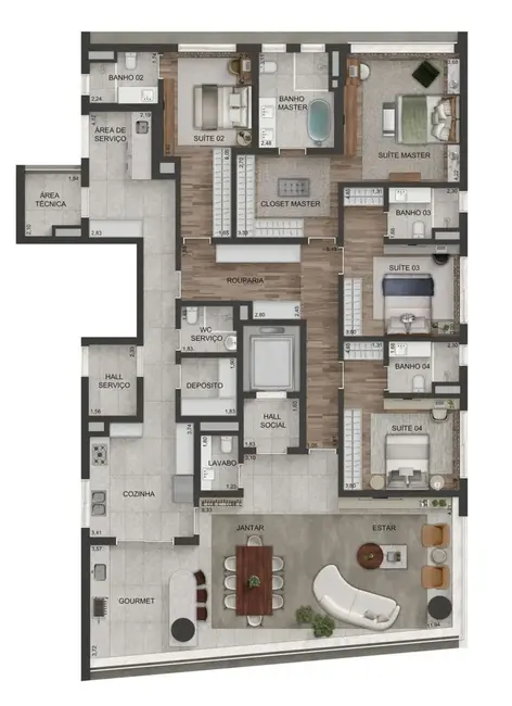 Apartamento com 3 quartos à venda, 200m2 em Alto de Pinheiros, São Paulo - SP - imagem 9 Foto 9 de Apartamento com 3 quartos à venda, 200m2 em Alto de Pinheiros, São Paulo - SP