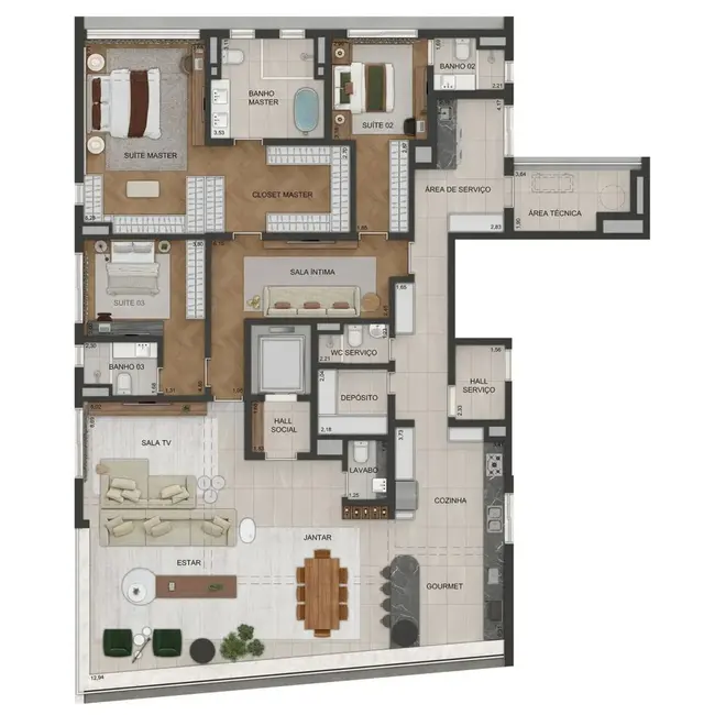 Apartamento com 3 quartos à venda, 200m2 em Alto de Pinheiros, São Paulo - SP - imagem 8 Foto 8 de Apartamento com 3 quartos à venda, 200m2 em Alto de Pinheiros, São Paulo - SP