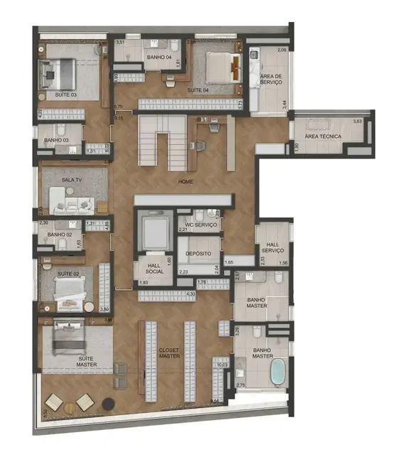 Apartamento com 3 quartos à venda, 200m2 em Alto de Pinheiros, São Paulo - SP - imagem 7 Foto 7 de Apartamento com 3 quartos à venda, 200m2 em Alto de Pinheiros, São Paulo - SP