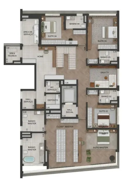 Apartamento com 3 quartos à venda, 200m2 em Alto de Pinheiros, São Paulo - SP - imagem 6 Foto 6 de Apartamento com 3 quartos à venda, 200m2 em Alto de Pinheiros, São Paulo - SP