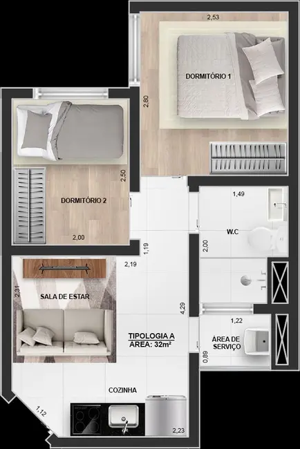 Apartamento com 1 quarto à venda, 30m2 em Vila Ponte Rasa, São Paulo - SP - imagem 9 Foto 9 de Apartamento com 1 quarto à venda, 30m2 em Vila Ponte Rasa, São Paulo - SP