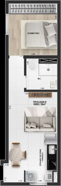 Apartamento com 1 quarto à venda, 75m2 em Vila Ema, São Paulo - SP - imagem 6 Foto 6 de Apartamento com 1 quarto à venda, 75m2 em Vila Ema, São Paulo - SP