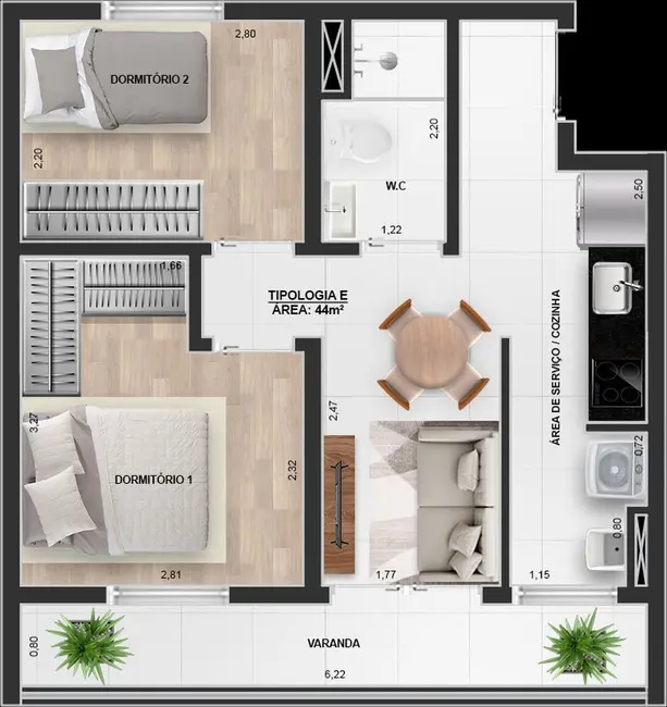 Apartamento com 2 quartos à venda, 71m2 em Vila Carrão, São Paulo - SP - imagem 5 Foto 5 de Apartamento com 2 quartos à venda, 71m2 em Vila Carrão, São Paulo - SP