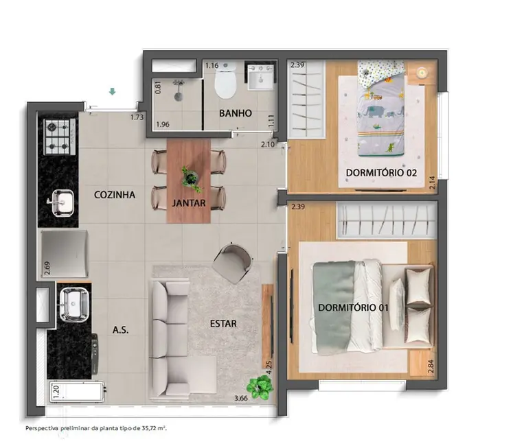 Foto 1 de Apartamento com 2 quartos à venda, 39m2 em Santana, São Paulo - SP