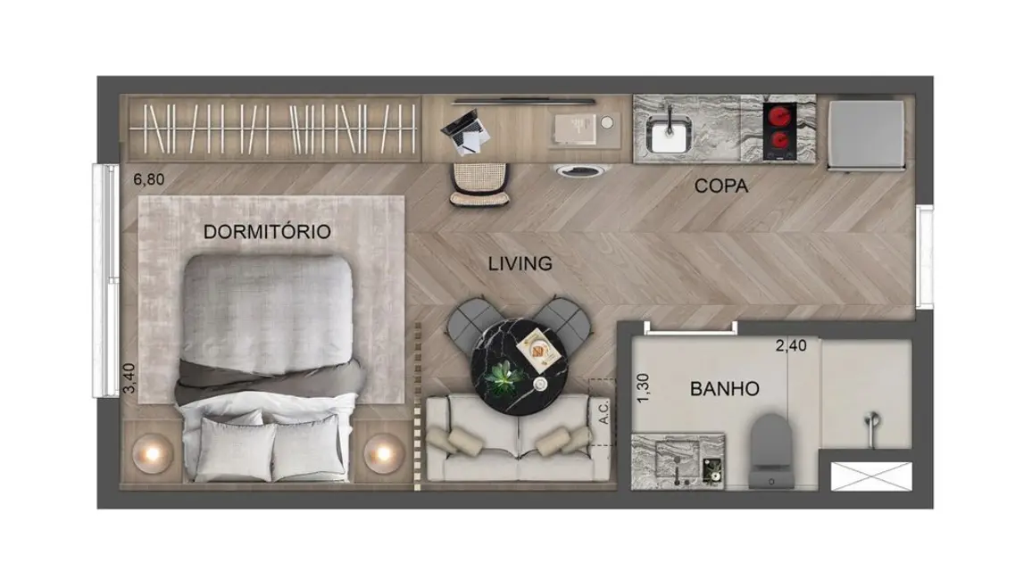 Kitnet com 1 quarto à venda, 25m2 em Ibirapuera, São Paulo - SP - imagem 2 Foto 2 de Kitnet com 1 quarto à venda, 25m2 em Ibirapuera, São Paulo - SP