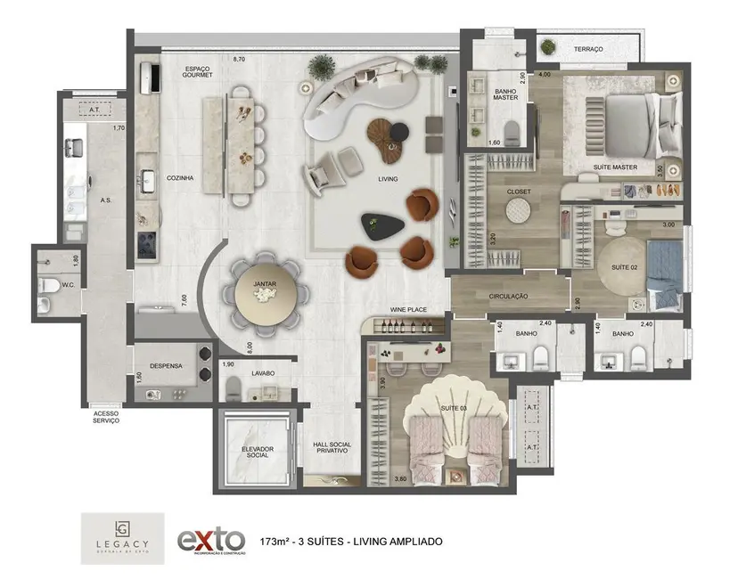 Foto 3 de Apartamento com 4 quartos à venda, 173m2 em Jardim Guedala, São Paulo - SP